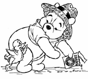 coloriage winnie nourrit son caneton